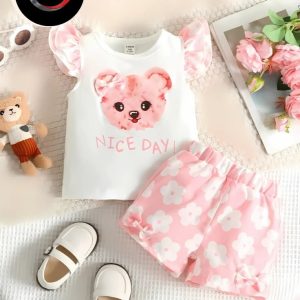 মিষ্টি টেডি কটন সেট (ফুলের প্রিন্ট)