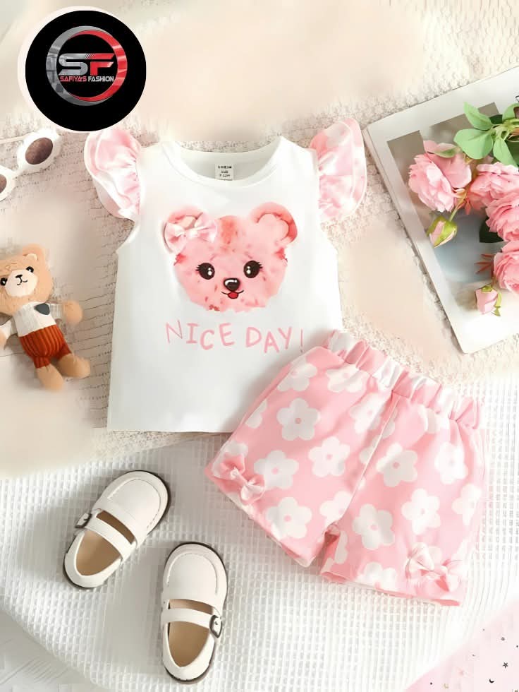 মিষ্টি টেডি কটন সেট (ফুলের প্রিন্ট)