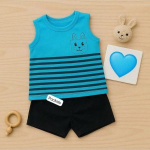 বানি পকেট স্ট্রাইপড কটন সেট